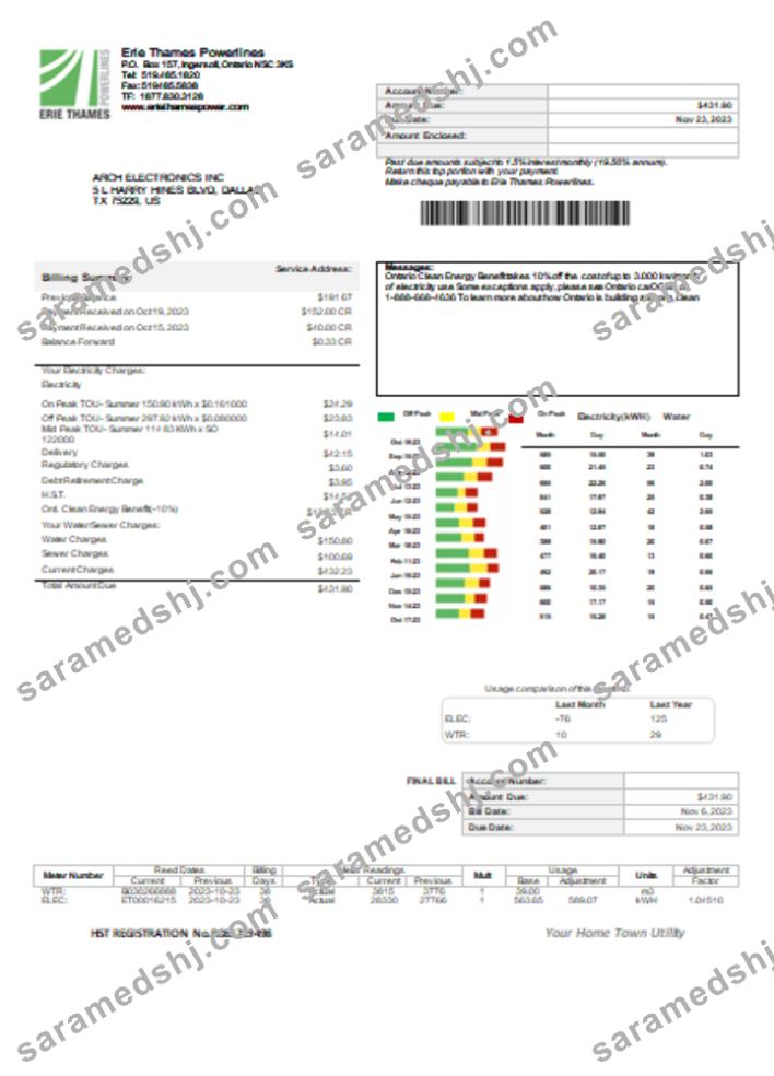 Erie Thames utility business bill, SCR